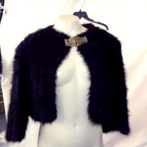 Vintage Fur Shawl With Bronze Clasp